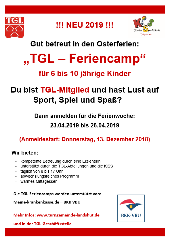 Anmeldung Feriencamp Ostern 2019