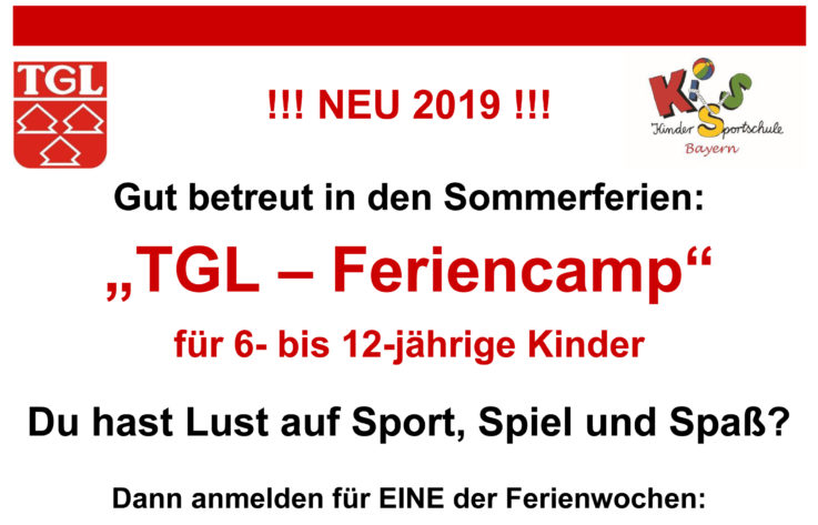 Wieder TGL-Feriencamps in den Sommerferien – Anmeldestart: 6. Mai