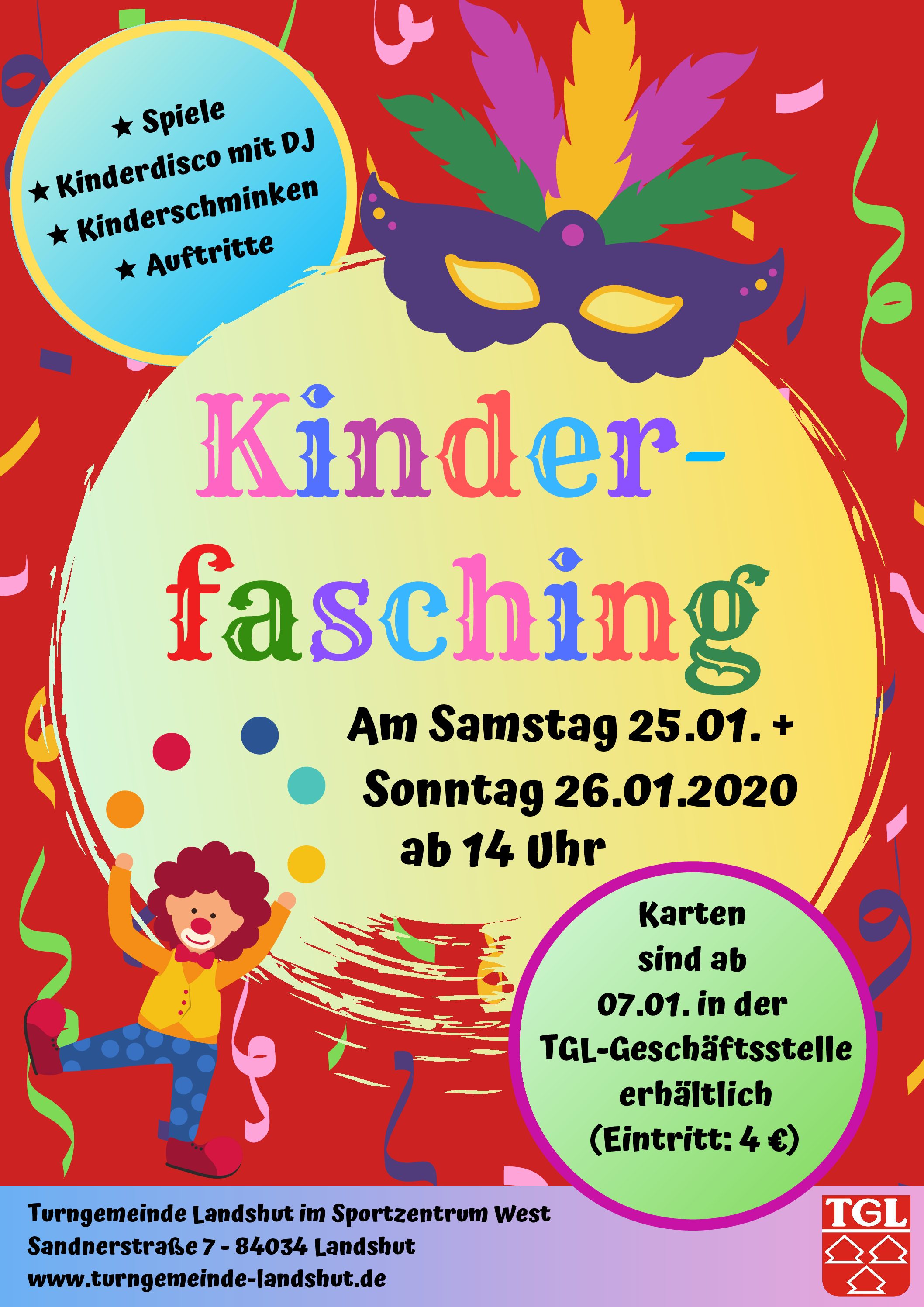 TGL-Kinderfasching: Beide Termine ausverkauft!