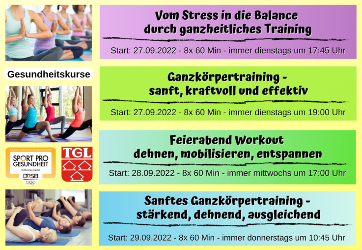 „Sport in der Prävention“: Wieder TGL-Gesundheitskurse im Herbst – Anmeldung läuft bereits, auch online