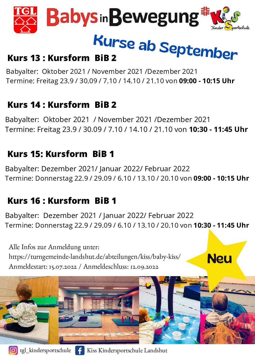 Neue Babykurse ab September. Anmeldung läuft!