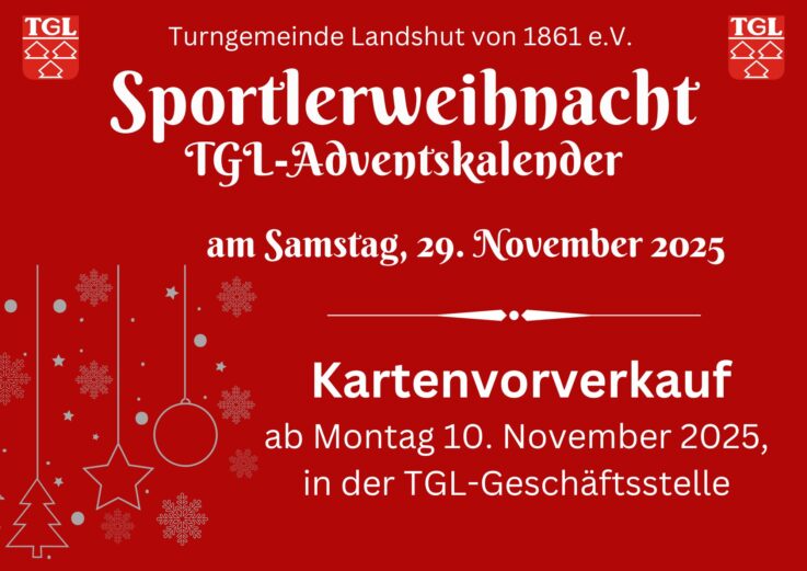 Sportlerweihnacht „TGL-Adventskalender“ in der Turngemeinde: Karten ab 10. November erhältlich.