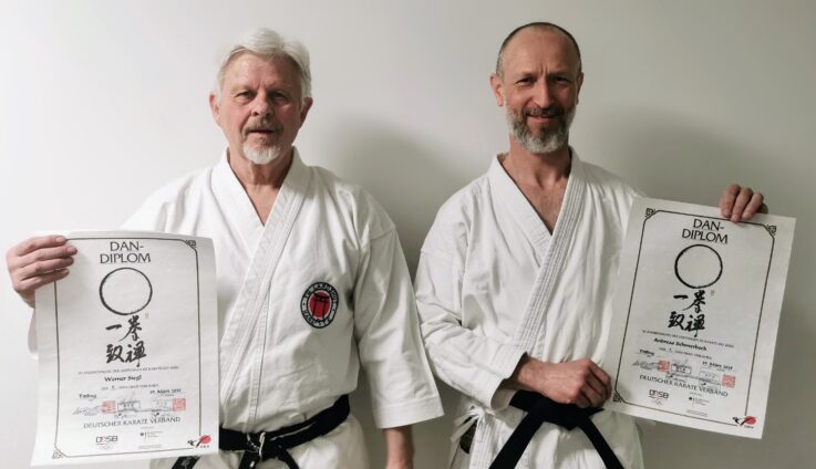 5. DAN für  Werner Siegl und 1. DAN für Andi Schmerbeck